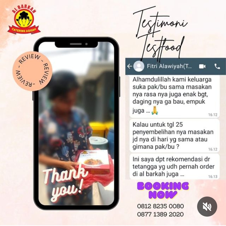 Pelanggan memberikan testimoni testfood untuk aqiqah terdekat